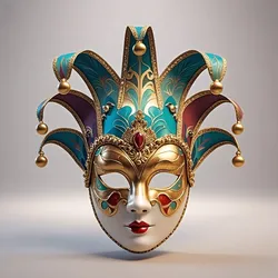 3296  Venetian Carnival Mask Color 3D Model, figurine, luxury, character, mask, gothic, magic, monster, wizard, witch, werewolf, decorative, minimalist, skeleton, fantasy, skull, venetian, carnival, STL, DND, ARTE, art