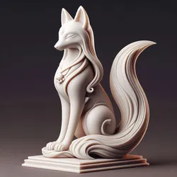 3298 Fox Spirit in Pu Song Ling Style, fantasy, black cat, magical, gothic decor, sculpture, magic, 3d model, statue, werewolf, fantasy creature, troll, 3d print, collectible, creature, club, strong, model, 3D, STL