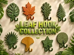 Colección de Ganchos de Hoja - 8 Diseños de Ganchos de Pared - Modelo de impresión 3D gratuito