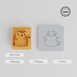 Cool Motif Stamp Tile Set, 5 Sizes for Clay, Cookies & Fondant