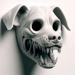 Horror Dog Wall Mount Decorative 3D Printed Sculpture