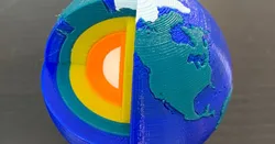Multi-Color World Earth Model with Cross Section and Stand