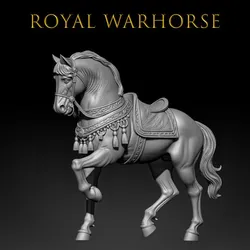 Royal Warhorse Mount – Ornate Cavalry Horse with Decorative Tassels – Fantasy Medieval 3D Print STL