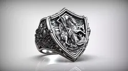 Saint George Victorious and Dragon Shield Cross Pattern Signet