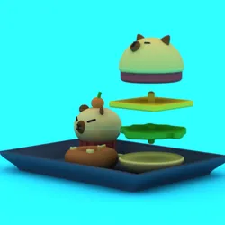 Title  Cute Animal Burger Stack – Stylized 3D Toy Model