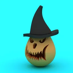 🧙‍♂️ Title  Cute Halloween Pumpkin Character with Witch Hat – 3D Model
