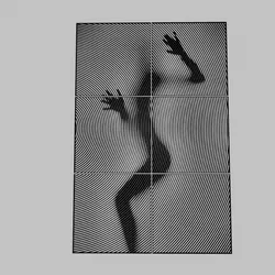 WALL ART - a shadow of a person with hands in the air