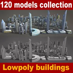 120 lowpoly buildings Low-poly 3D model