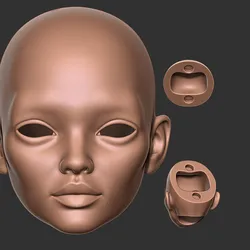 24 Realistic BJD Head STL - High Detail Ball Jointed Doll Head