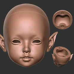 29 Fantasy Female BJD Head STL - Original Character Doll Head