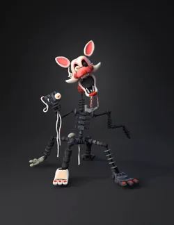 animatronic rabbit with exposed mechanical joints and springs black a