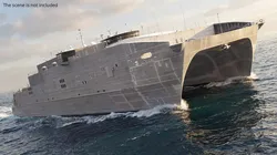Catamaran Military Transport Vessel Rigged 3D model