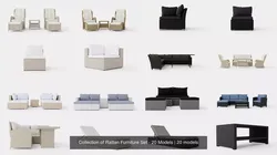 Collection of Rattan Furniture Set - 20 Models 3D Model Pack