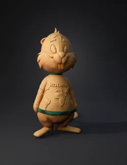 golden beaver figurine with engraved world map on torso and green acce