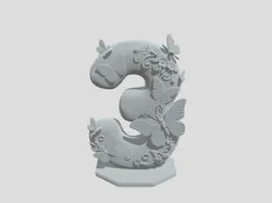Home Decorations & Ornaments STL Download - Number Threeby neagww