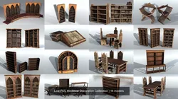 Low Poly Medieval Decoration Collection 3D Model Pack