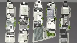 Modern urban highrise building ancillary buildings commercial 3D model