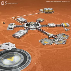 Moon or Mars base 3D model