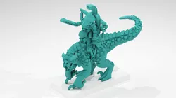 Warmaster Lizardmen Saurus Hero on Carnosaur
