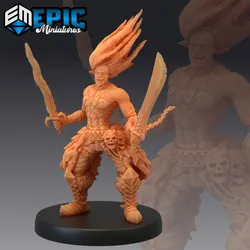 Fire Genasi Dual Sword / Male Flame Warrior / Burning Land / Elemental Creature