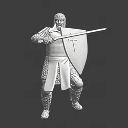 Medieval Crusader Knight attacking