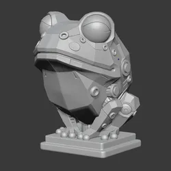 Cubist frog sculpture