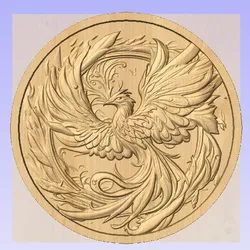 Phoenix Round Relief STL – Majestic Bird CNC Wood Carving Design