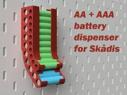 Battery holder for AA+AAA, Skadis mounting