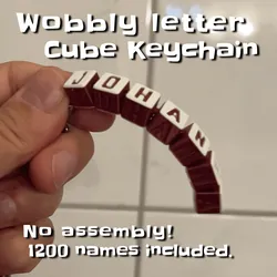 Wobbly letter cube keychain (configurable)
