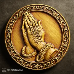 Hands Praying Relief for CNC Laser and 3D Print STL File and 4K Grayscale TIF