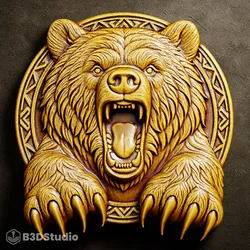 High Detail Bear Relief for CNC, Laser and 3D Print - STL File + 4K Grayscale TIF
