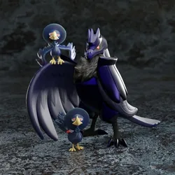Pokemons - Corviknight and Murkrow.