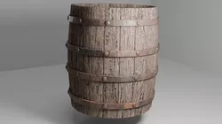 Realistic Wooden Barrel Low-poly 3D model