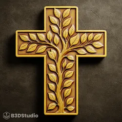 High Detail Cross Tree Relief for CNC Laser and 3D Print STL File and 4K Grayscale TIF