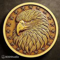 High Detail Eagle Relief for CNC Laser and 3D Print STL File and 4K Grayscale TIF