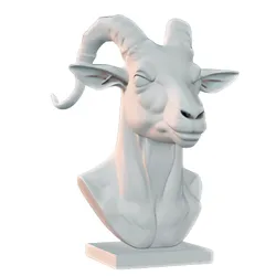 Regal Goat Bust with Twisted Horns