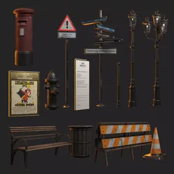 Classic Street Kit Low-poly 3D model