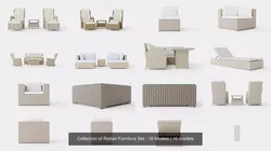 Collection of Rattan Furniture Set - 10 Models 3D Model Pack