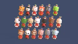 Cute Animal Christmas Hanging Ornaments Low-poly 3D model