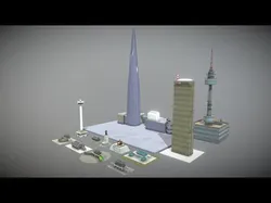Famous buildings in South Korea 3D Model Pack Low-poly 3D model