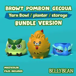 Fișiere pentru imprimante 3D | Fișier 3MF | [BUNDLE + SAVE ] POMBON GECQUA BROWT YARN BOWL FANART