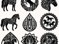 Fișiere pentru imprimante 3D | Fișier 3MF | Horse Mandala Pack – 9 Decorative Horse Designs for CNC