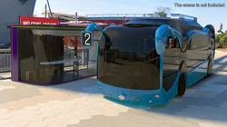 Futuristic Public Transportation Bus with Station Rigged 3D model