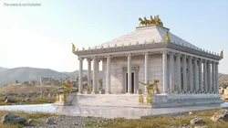 Hellenistic Mausoleum Monument with Gold Sculptural 3D model