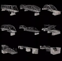 POST APO STEEL METAL BRIDGE PLATFORM BASCULE COLLECTION Low-poly 3D model