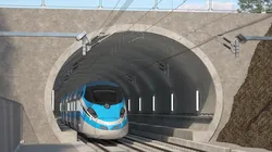 Railway Tunnel Section with Train 3D model