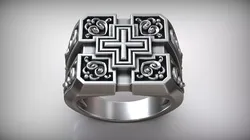 Square Cross Pattern Silver Signet 3D print model