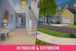 Stylized Cartoon House Interior Exterior Low-poly 3D model