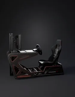 vr racing cockpit with steering wheel pedal set racing seat and red