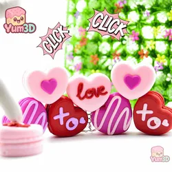 🍰 Yum3D Valentine Macaron Love Set of Clicker Keychains - Cute Backpack Keychain